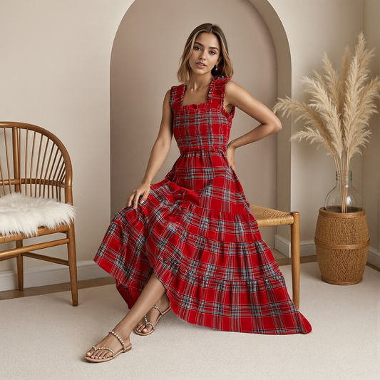 2X1 Vintage Plaid A-Line Party Dress